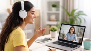 1:1 english speaking course online session with indian student