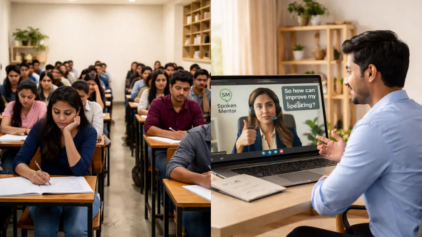 Spoken Mentor 1 to 1 online English speaking session Vs Offline Spoken English Classes