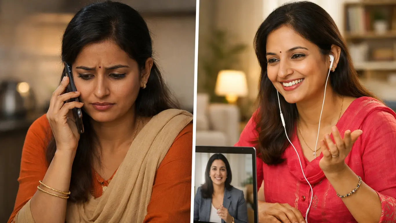 Spoken Mentor english speaking course for housewives transformation from shy to confident speaking at home