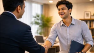 student successful placement interview english speaking confidence