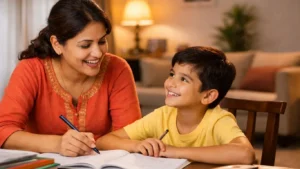 housewife-helping-child-english-home-learning