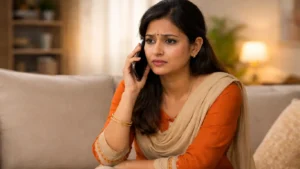 housewife struggling to speak english at home feeling nervous and confused