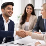 successful job interview after completing interview english course