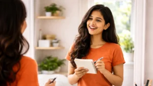 kid practicing english speaking at home confidently mirror practice