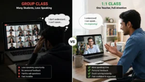 one on one english speaking class vs group class