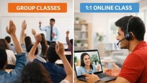 1:1 English speaking course vs group classes comparison