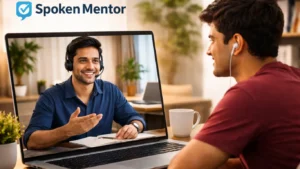 Expert English mentor guiding adult learner in one-on-one session