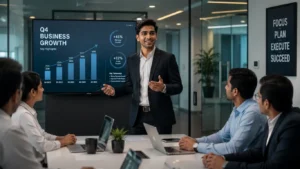 Indian professional achieving career success through confident English communication