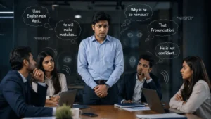 Indian employee afraid of speaking English in front of colleagues due to fear of judgment