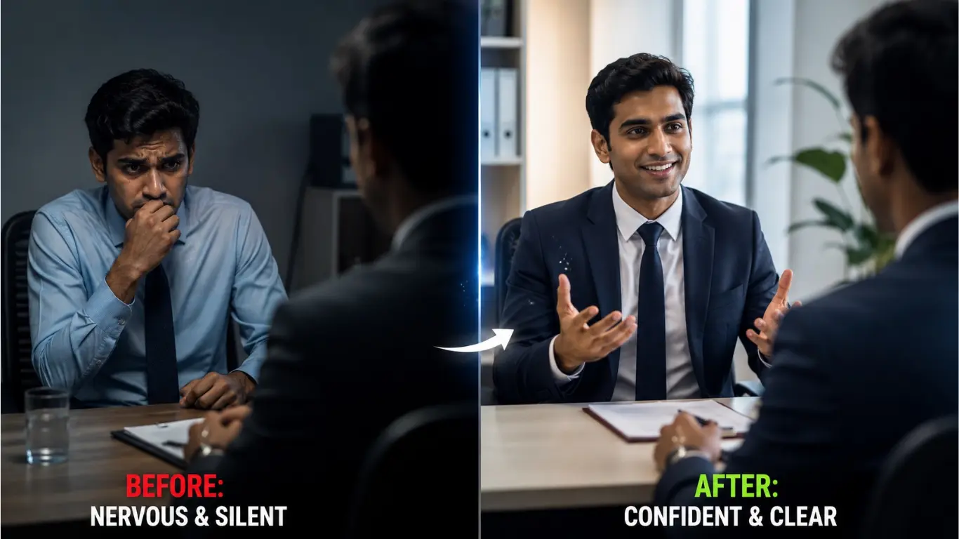 freeze while speaking english during job interview