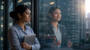 Introvert Indian professional gaining confidence to speak English in office environment