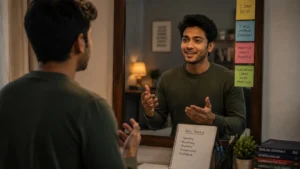 Mirror speaking practice for spoken English confidence