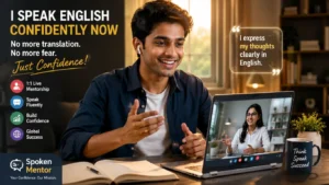 Indian learner confidently speaking English online