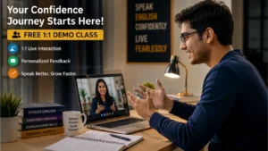 Indian learner attending free spoken English demo class with confidence
