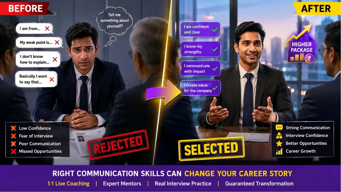 Interview ke liye English kaise improve kare – confident candidate speaking English in job interview